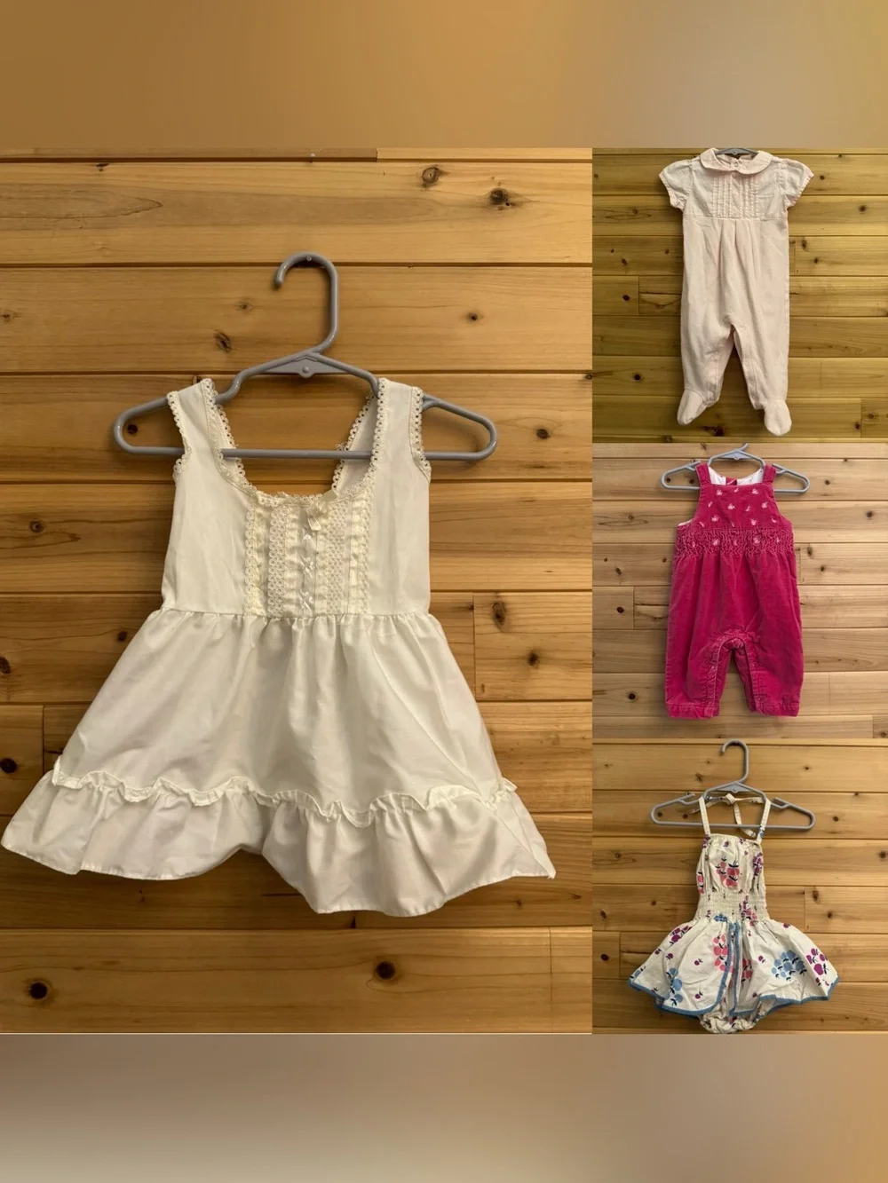 Vintage Baby Girl 3-6 Months Bundle Coquette Pink Girly Dress Overalls Floral